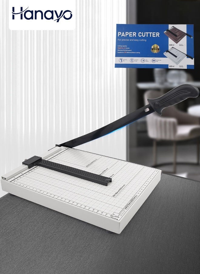Hanayo A4 Paper Cutter Graduated Paper Trimmer Stable Metal Base Manual Paper Cutter for Photo Coupons Labels Card Cuts Home and Office Use(White/Black) - Image 1